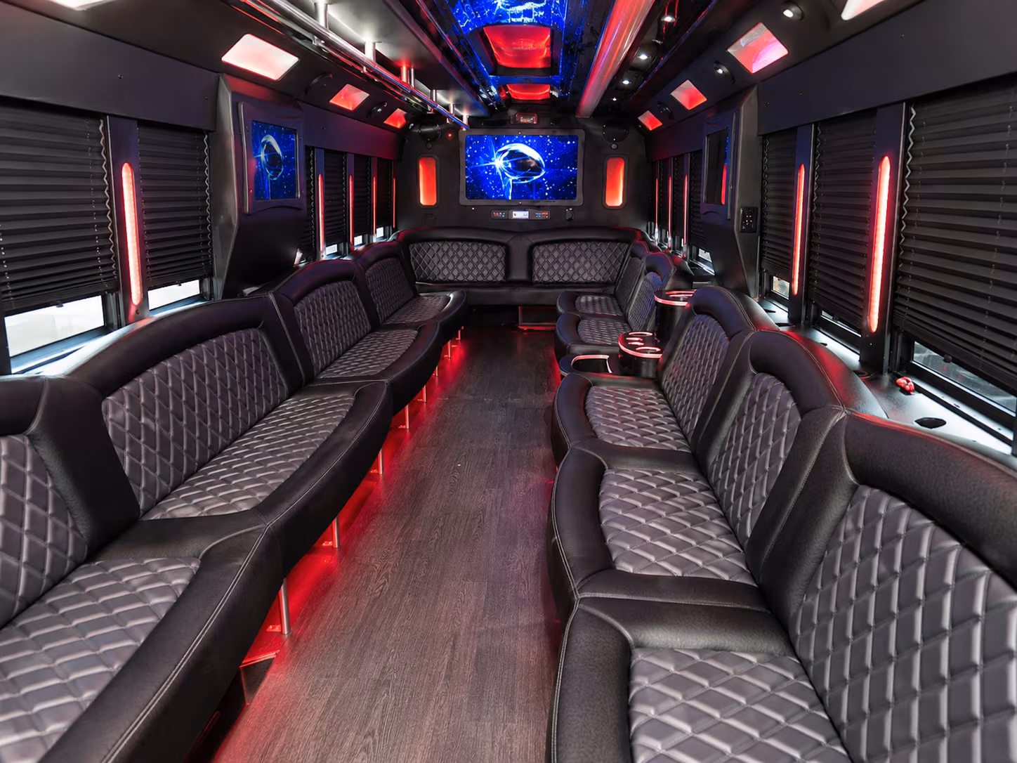 Passenger watching the West Palm Beach scenery during a regional party bus road trip